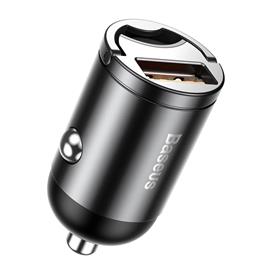 Adaptador Isqueiro QC 3.0 1USB 30W cinza Baseus