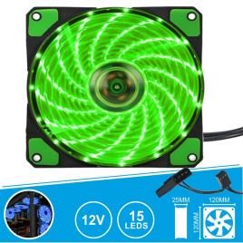 Ventoinha 12v C/15 Leds Verde