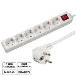 Tomada Elétrica C/ 6 Saídas Interruptor 1.5m