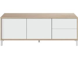 Móvel de TV HABITDESIGN Brooklyn (Branco Artik  - Carvalho  - Melamina, PVC, ABS e MDF - 130 x 47 x 41 cm)