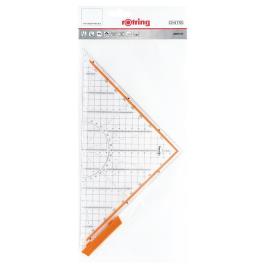 rotring Esquadro profissional Centro com dois ângulos de 45°, hipotenusa de 32 cm de plástico transparente