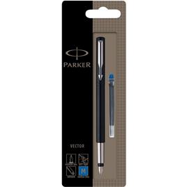 PARKER Esferográfica Retrátil Vector, Ponta Média, Corpo Preto, Tinta Azul