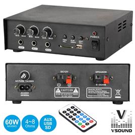 AMPLIFICADOR 12/220V 3 ENTRADAS 60W MP3/USB/SD VSOUND