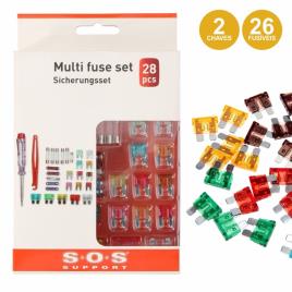 CONJUNTO DE 26 FUSÍVEIS AUTOMÓVEL E 2 CHAVES