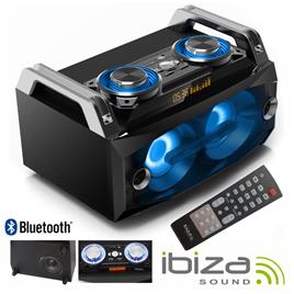 Sistema De Som Portátil 120w Usb/Bt/Fm/Rec Leds Ibiza