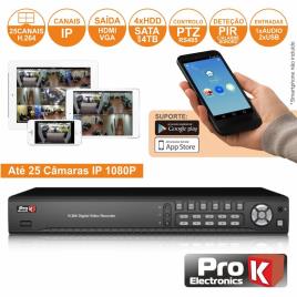VÍDEO-GRAVADOR DIGITAL IP 25 CANAIS H264 ETHERNET PROK