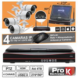 VÍDEO-GRAVADOR DIGITAL IP 4 CANAIS WIRELESS H264 C/LCD PROK
