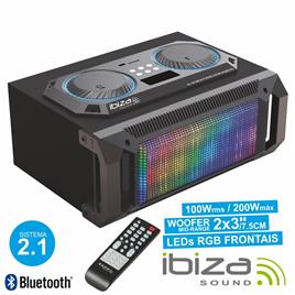 Sistema Som Portátil 2.1 200wmáx Usb/Bt/Fm/Rec Leds Ibiza