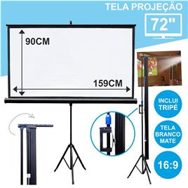 TELA PROJEÇÃO C/ SUPORTE TRIPÉ 72