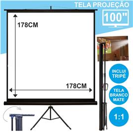 Tela Projeção Com Suporte Tripé 100
