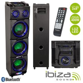 Coluna Amplificada 3x8 400w Usb/Fm/Bt/Sd Preta 
