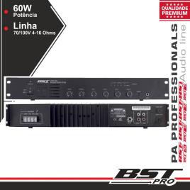 Amplificador Pa 60w 4 Entradas 