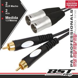 Cabo 2-Xlr 3p Macho / 2-Rca Macho 3m 