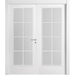 Bloco de porta de correr MARSELHA C BRANCA ESQUERDA 14X165CM COM 8 VIDROS