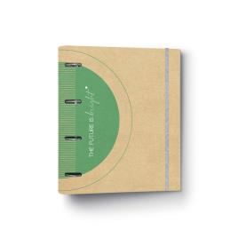 FIRMO Dossier UpCycling, A4, 4 Argolas, Papel Kraft, com Recarga, Verde