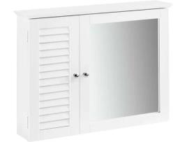 Móvel de Parede com Espelho e Porta SOBUY (Branco - 65X15X49 Cm)