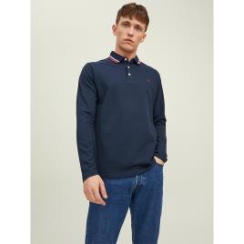 Jack & Jones Polo slim de mangas compridas, em malha piqué