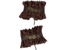 Pulseira DISFRAZZES Pulseiras Castanhas Steampunk (Tam: Tamanho Único)