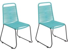 Conjunto de 2 Cadeiras de Jardim Antea Empilháveis Ergonómicas  (Turquesa - Corda)