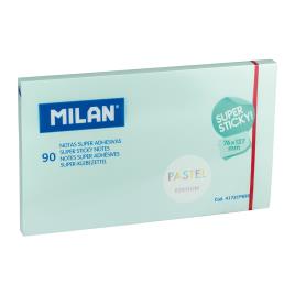 BLOCO DE 90 NOTAS SUPER ADESIVAS AZUL PASTEL 76X127mm MILAN - MILAN