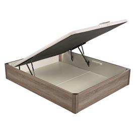 Sommier de madeira com arrumação e tampa única em cor de carvalho - DESIGN 160x190