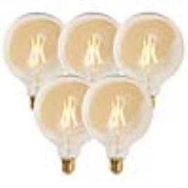 Conjunto de 5 lâmpadas de filamento LED reguláveis E27 G125 goldline 2200K