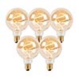 Conjunto de 5 lâmpadas LED de filamento em espiral reguláveis E27 G95 goldline