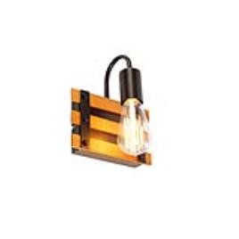 Candeeiro de parede industrial castanho com madeira - Paleta Mai
