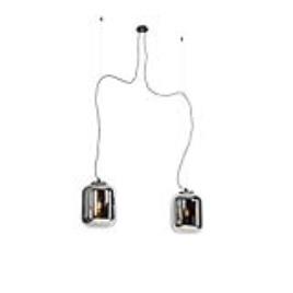 Candeeiro suspenso design preto vidro fumê 2-luzes - BLISS