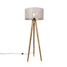 Tripé rústico madeira vintage abajur cinza 50 cm - TRIPOD Classic