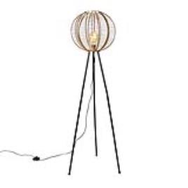 Industriële tripod vloerlamp brons met zwart - Dong