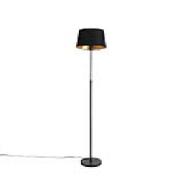 Candeeiro de pé preto com abat-jour preto 35 cm ajustável - Parte