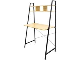 Secretária com Estante  Visy Castanho Claro e Preto (84 x 47 x 141 cm)