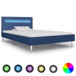 Estrutura de Cama VIDA XL Com Led em Tecido (90x200 cm - Azul)