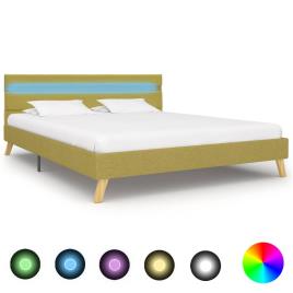Estrutura de Cama VIDA XL Com Led Tecido Verde (140x200 cm)