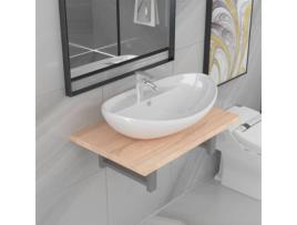 Conjunto de Casa de Banho  Castanho e Branco largo (Cerâmica - 60x40x16.3cm)