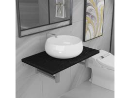 Conjunto de Casa de Banho  Preto e Branco redondo (Cerâmica - 60x40x16.3cm)