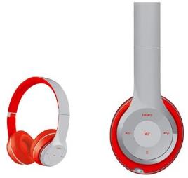 Auscultadores c/ Reprodutor SD/MP3 Bluetooth R?dio AM/FM (Vermelho/Cinza) - FREESTYLE