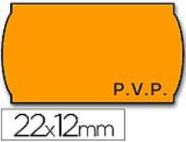 Rolo de Etiquetas Adesivas Meto Onduladas 22 X 12 mm Pvp- Laranja Fluorescente Rolo 1500