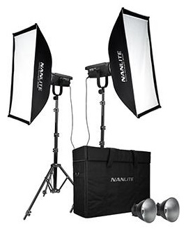 Kit Duplo Ilumina??o LED FS-150 c/ Coluna - NANLITE