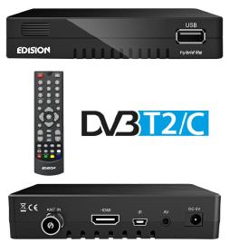 Receptor Digital Terreste TDT (DVB-T2) + Cabo (DVB-C) FullHD - EDISION Progressiv Hybrid Lite