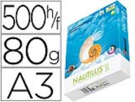 Papel Fotocopia Nautilus Superwhite 100% Reciclado Din A3 80 Gr (500 Folhas)