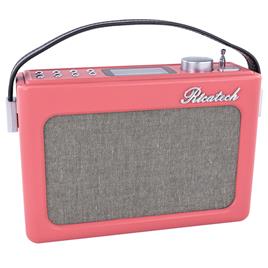 R?dio Rel?gio Despertador Vintage FM 2x 1W RMS (Rosa) - RICATECH