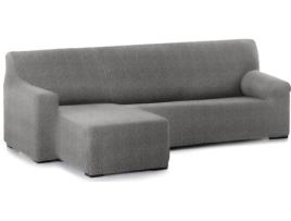 Capa Multielástica para Chaise Longue JM TEXTIL Spongy (Braço Curto - Esquerdo - Cinzento - Até 360 cm)