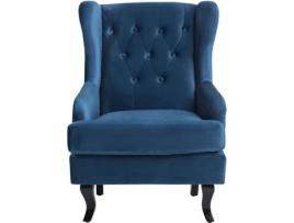 Poltrona estofada em veludo azul escuro ALTA