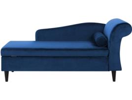 Sofá Chaise Longue BELIANI Luiro (Azul Marinho - Veludo - 70x160x77 cm)