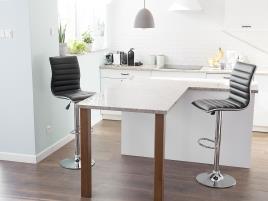 Conjunto de 2 bancos de bar em pele sintética preta LUCERNE