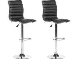 Conjunto de 2 bancos de bar em pele sintética preta LUCERNE