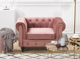 Poltrona em veludo rosa CHESTERFIELD