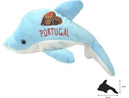 Peluche WILD PLANET Golfinho Azul bordado Portugal (35 x 12 x 18 cm - Poliéster)